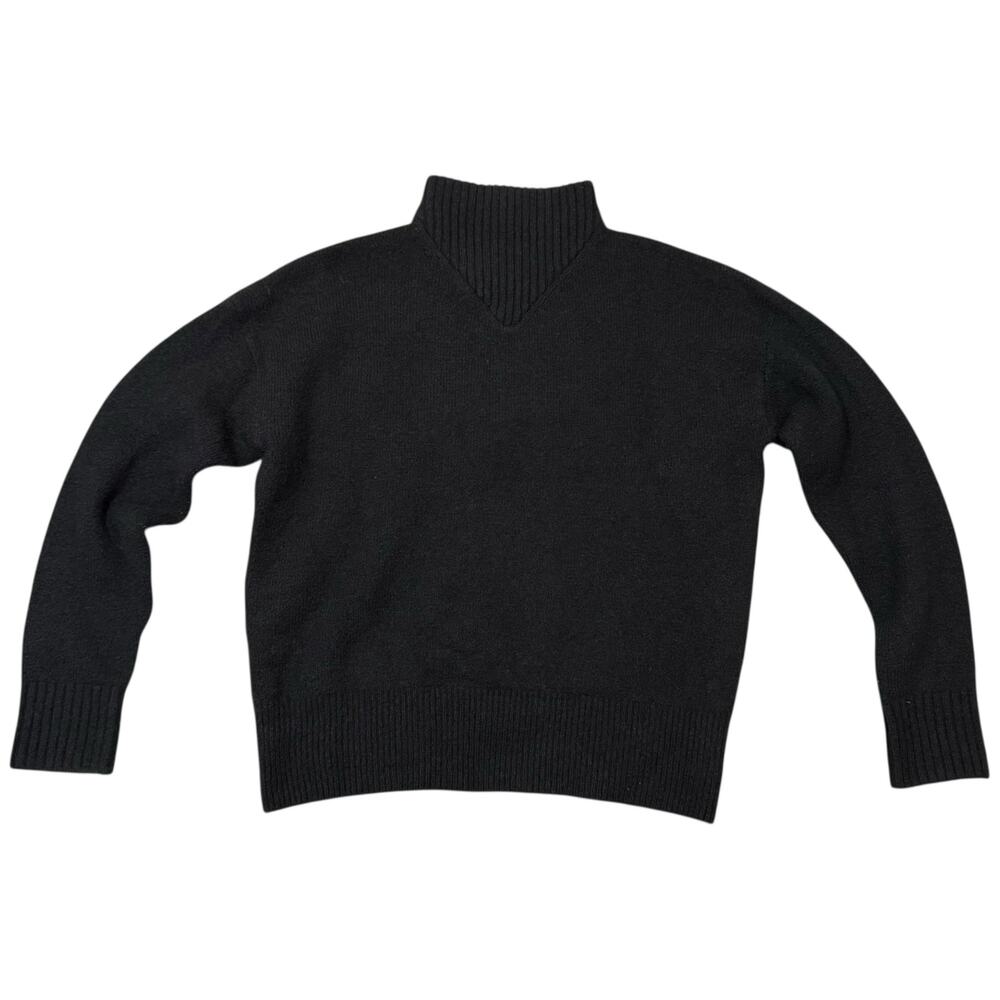 Madewell Dillon Mockneck Pullover Sweater Wool Blend Minimalist Basics Black XS